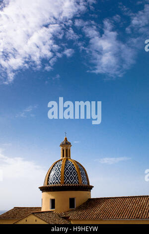 Amalfi Coast view of part of the main church in Praiano Stock Photo