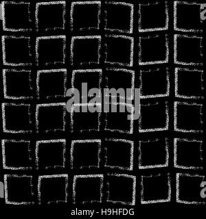 Black and white grunge squares print geometric seamless pattern. Vector illustration Stock Vector