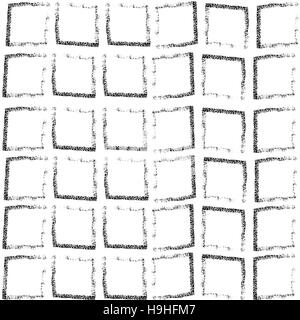 Black and white grunge squares print geometric seamless pattern. Vector illustration Stock Vector