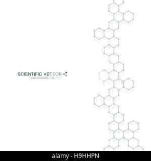 Structure molecule of DNA and neurons. Structural atom. Chemical compounds. Medicine, science, technology concept. Geometric abstract background. Vector illustration for your design. Stock Vector