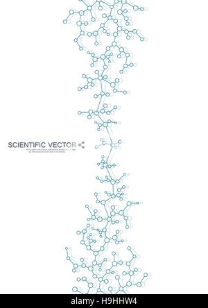 Structure molecule of DNA and neurons. Structural atom. Chemical compounds. Medicine, science, technology concept. Geometric abstract background. Vector illustration for your design. Stock Vector