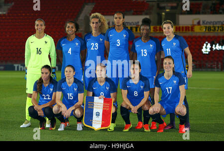 England Women. Top row (left to right) Lucy Bronze, Millie Bright