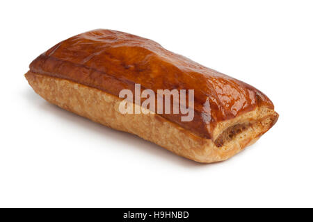 Fresh baked whole sausage roll on white background Stock Photo