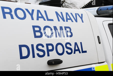 Royal Navy Bomb Disposal 4x4 vehicle parked on the Isle of Wight having responded to a threat Stock Photo