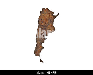 Map of Argentina on rusty linen Stock Photo