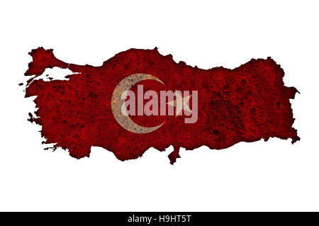 Map and flag of Turkey on rusty metal Stock Photo