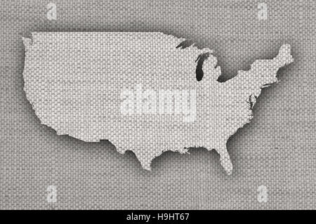 map of the usa on old linen Stock Photo - Alamy