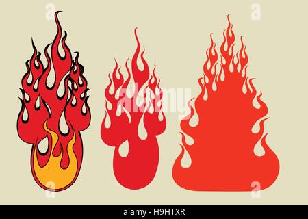 Set fire gaming style Stock Vector