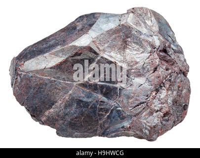 macro shooting of specimen of natural mineral - Hematite rock (iron ore, haematite) isolated on white background Stock Photo