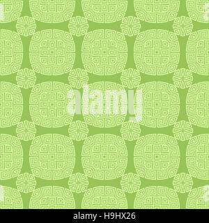 Green Seamless Geometric Greek Ornament Stock Vector