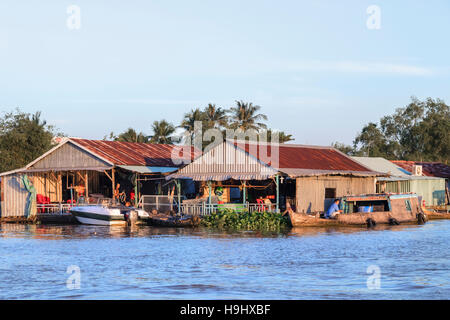 floating houses in Can Tho, Mekong Delta, Vietnam, Asia Stock Photo