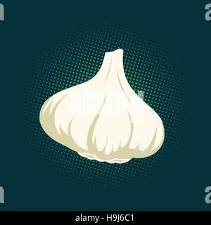 Garlic logo in flat style. Vegetable from the garden. Organic food. Vector illustration. Stock Vector