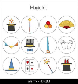 Set of magician Vector illustration Stock Vector