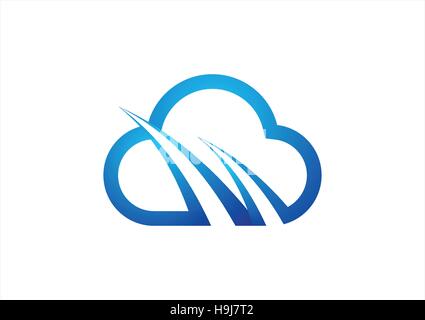 cloud computing icon logo design template. blue cloud sign, cloud symbol logo, blue cloud computing data vector design Stock Vector