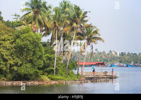 Scenic photograph of the waterways or backwaters near Alleppey, Kerala, India Stock Photo