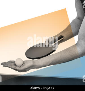 Composite image of female athlete playing table tennis Stock Photo