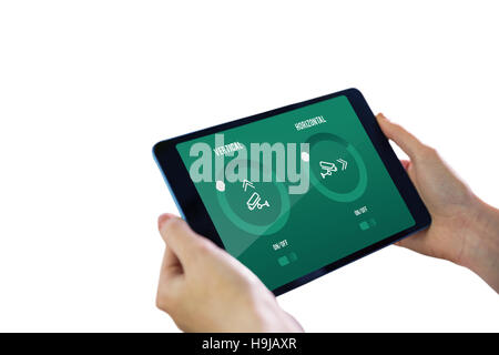 Composite image of hands holding tablet Stock Photo