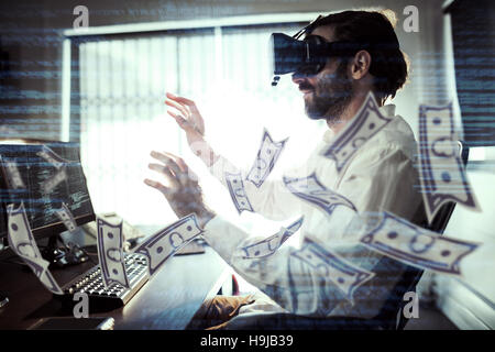 Composite image of dollars flying Stock Photo