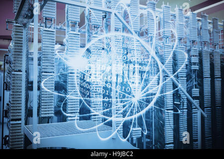 Composite image of shiny sphere with binary code Stock Photo