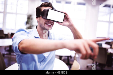 Man using a virtual reality device Stock Photo