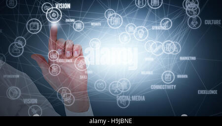 Composite image of businessman touching invisible screen Stock Photo