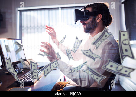 Composite image of dollars flying Stock Photo