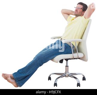 Man sitting on a swivel chair Stock Photo