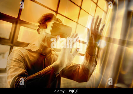 Composite image of futuristic shiny black background Stock Photo