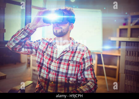 Man using virtual reality headset Stock Photo