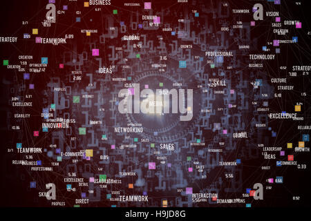 Composite image of sphere of skills and icons Stock Photo