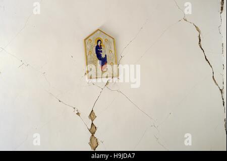 Earthquake in Center Italy, November 2016, home damaged in the village ...