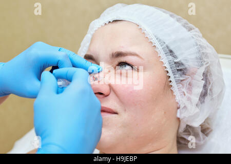 Anti-age injection therapy. Mimic wrinkles reduction Stock Photo