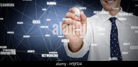 Composite image of businessman writing on camera with a black marker pen Stock Photo