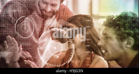 Composite image of blue technology interface with binary code Stock Photo