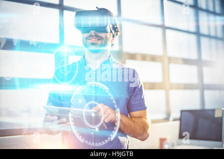 Composite image of blue technology interface with glow Stock Photo