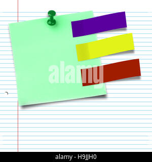 Composite image of green adhesive note with thumbtack Stock Photo