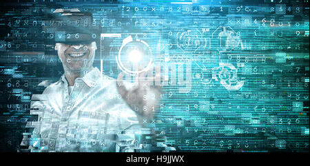 Composite image of man using an oculus Stock Photo