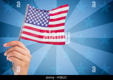 American flag against sunburst Stock Photo