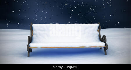 Composite image of snow covered park bench Stock Photo