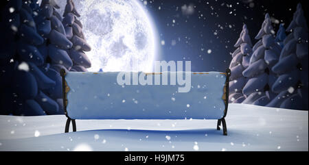 Composite image of snow covered bench Stock Photo