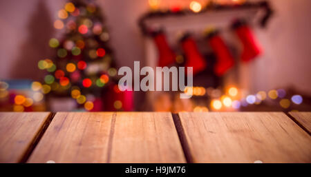 Composite image of focus of wooden shelf Stock Photo