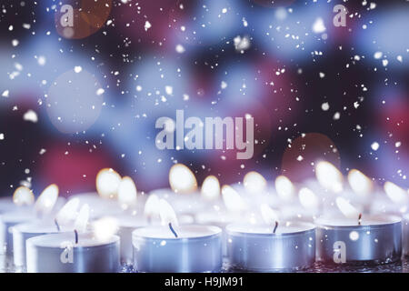 Burning candles during christmas Stock Photo