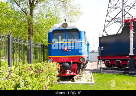 Photo of Russian rail road locomotive in Samara Stock Photo