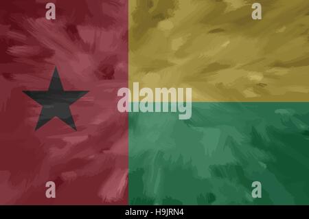 Guinea Bissau painted / drawn vector flag. Dramatic, unusual look. Vector file contains flag and texture layers Stock Vector