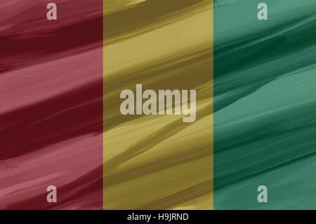 Guinea painted / drawn vector flag. Dramatic, unusual look. Vector file contains flag and texture layers Stock Vector