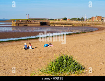 UK, Scotland, Edinburgh Area, Beach in Musselburgh at low tide. Stock Photo