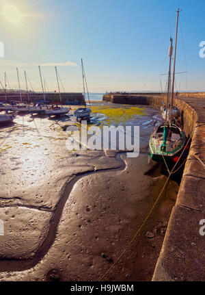 UK, Scotland, Edinburgh Area, Musselburgh, View of the Fisherrow Harbour at low tide. Stock Photo