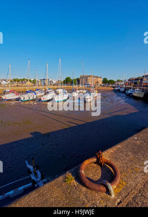 UK, Scotland, Edinburgh Area, Musselburgh, View of the Fisherrow Harbour at low tide. Stock Photo