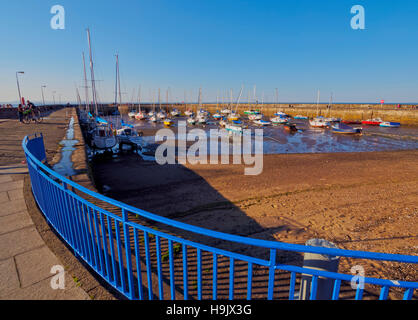 UK, Scotland, Edinburgh Area, Musselburgh, View of the Fisherrow Harbour at low tide. Stock Photo