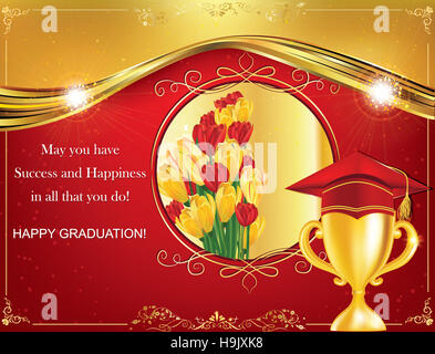 Happy Graduation greeting card. Print colors used Stock Photo